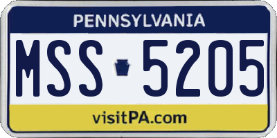 PA license plate MSS5205