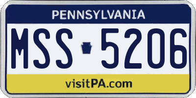 PA license plate MSS5206