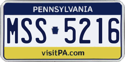PA license plate MSS5216