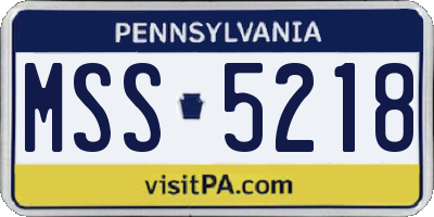 PA license plate MSS5218
