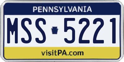 PA license plate MSS5221