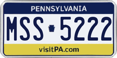 PA license plate MSS5222