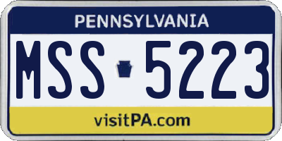 PA license plate MSS5223