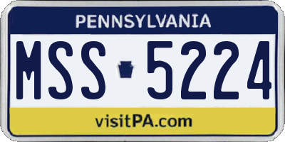PA license plate MSS5224