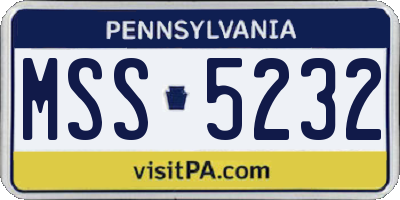 PA license plate MSS5232