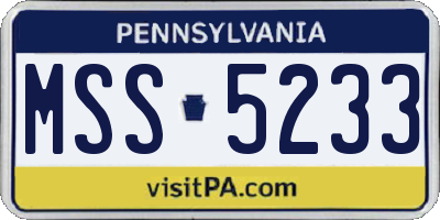 PA license plate MSS5233
