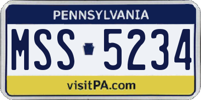 PA license plate MSS5234