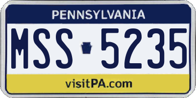 PA license plate MSS5235
