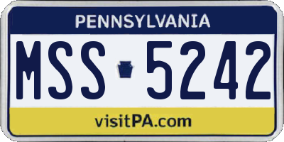 PA license plate MSS5242