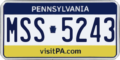 PA license plate MSS5243