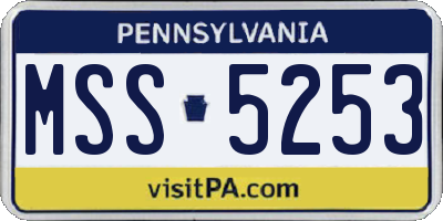 PA license plate MSS5253