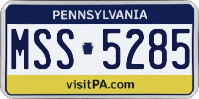 PA license plate MSS5285
