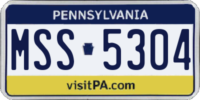 PA license plate MSS5304