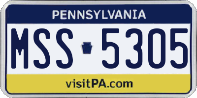 PA license plate MSS5305