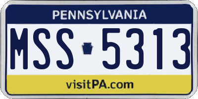 PA license plate MSS5313