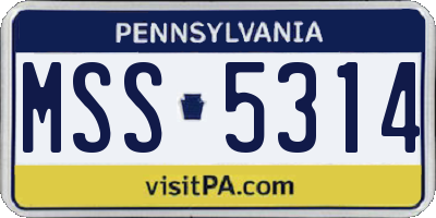 PA license plate MSS5314