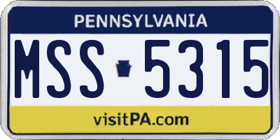 PA license plate MSS5315
