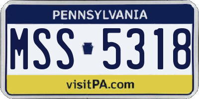 PA license plate MSS5318
