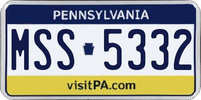 PA license plate MSS5332