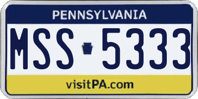 PA license plate MSS5333