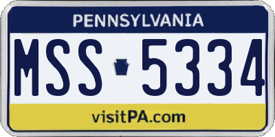 PA license plate MSS5334