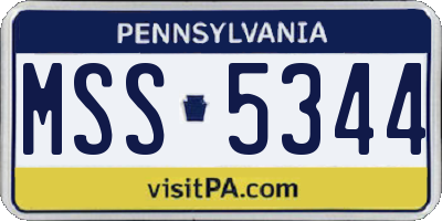 PA license plate MSS5344