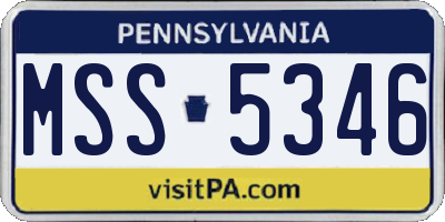 PA license plate MSS5346