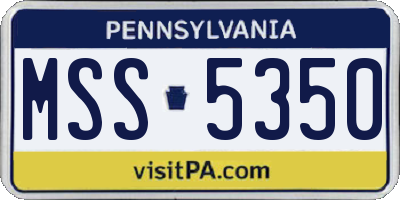 PA license plate MSS5350