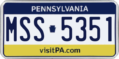 PA license plate MSS5351