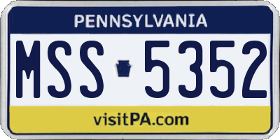 PA license plate MSS5352