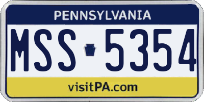 PA license plate MSS5354
