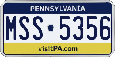 PA license plate MSS5356