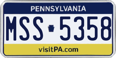PA license plate MSS5358