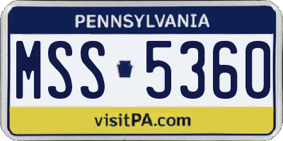 PA license plate MSS5360