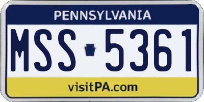 PA license plate MSS5361