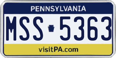 PA license plate MSS5363