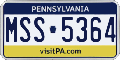 PA license plate MSS5364