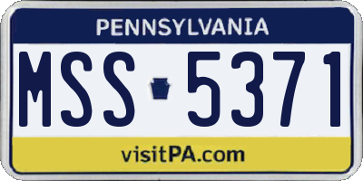 PA license plate MSS5371