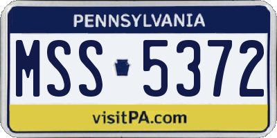 PA license plate MSS5372