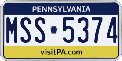 PA license plate MSS5374