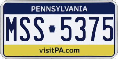 PA license plate MSS5375