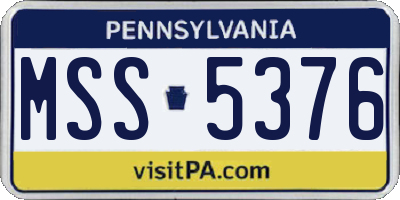 PA license plate MSS5376