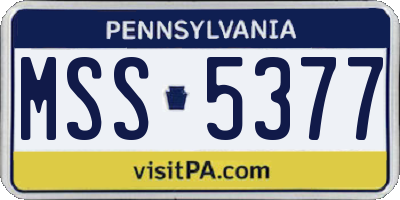 PA license plate MSS5377