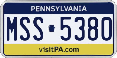 PA license plate MSS5380