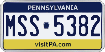 PA license plate MSS5382
