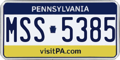 PA license plate MSS5385