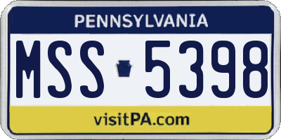 PA license plate MSS5398