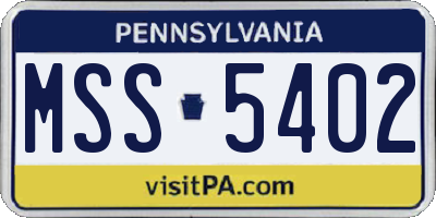 PA license plate MSS5402