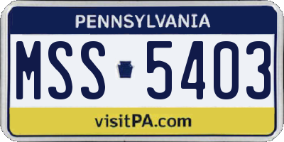 PA license plate MSS5403