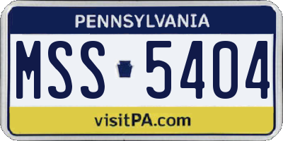 PA license plate MSS5404